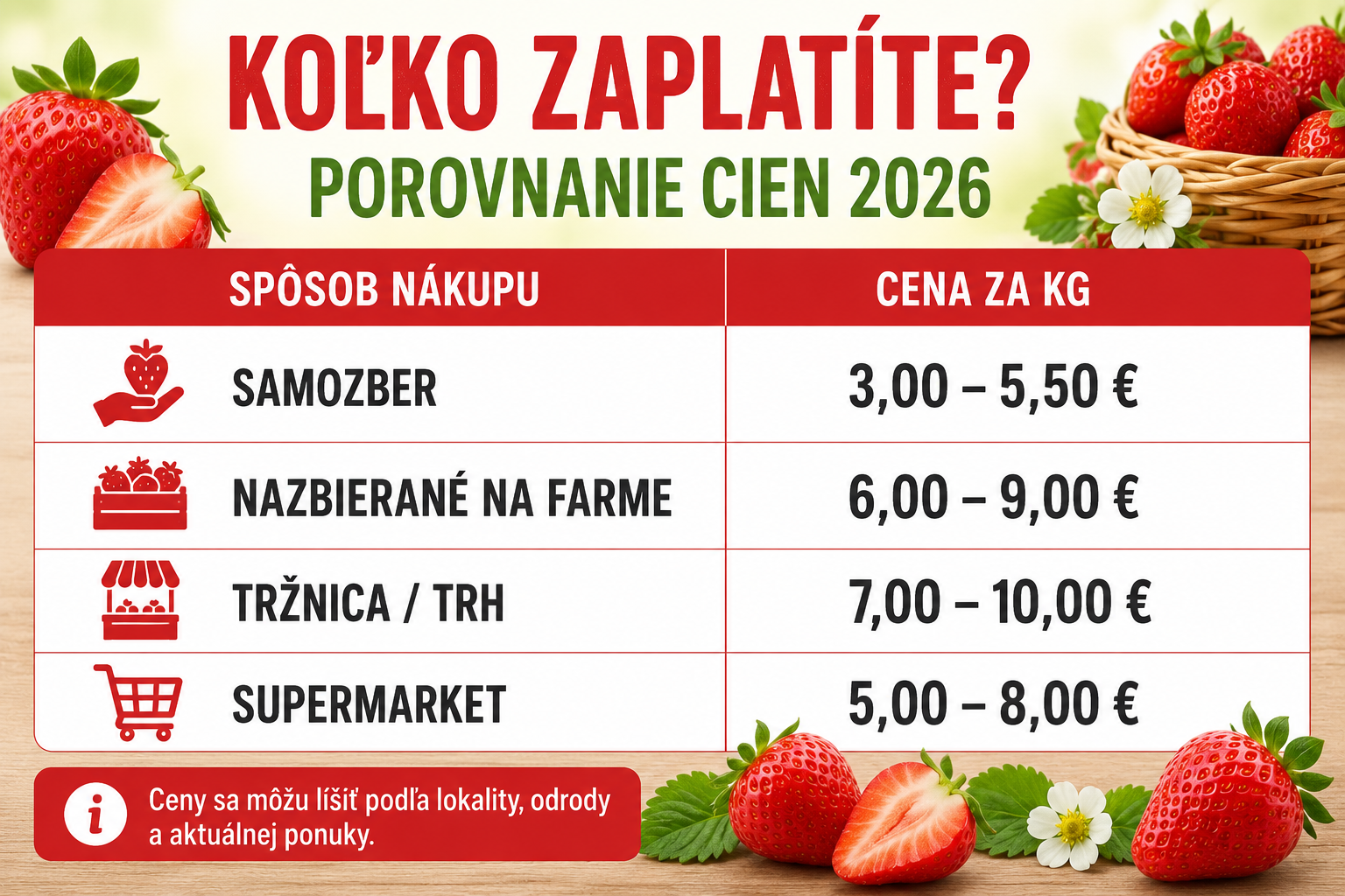 Porovnanie cien jahôd